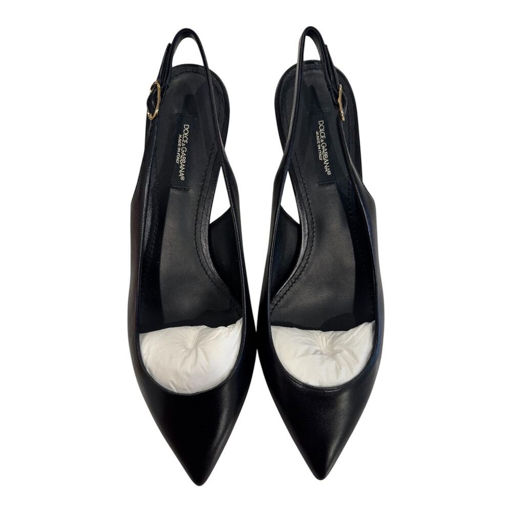 Dolce & Gabbana Leather Slingback Kitten Heels - 38